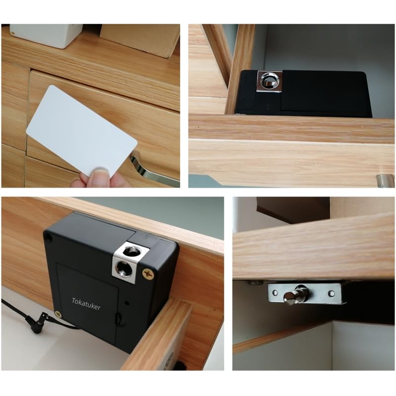 Tokatuker قفل خزانة توكاتوكير غير المرئي، قفل NFC مخفي، قفل RFID DIY مع كابل USB للطاقة لخزانة الخشب، خزانة المشروبات، فتح وإغلاق خزانة الطعام، رف سري أو لوحة مخفية - Image 4